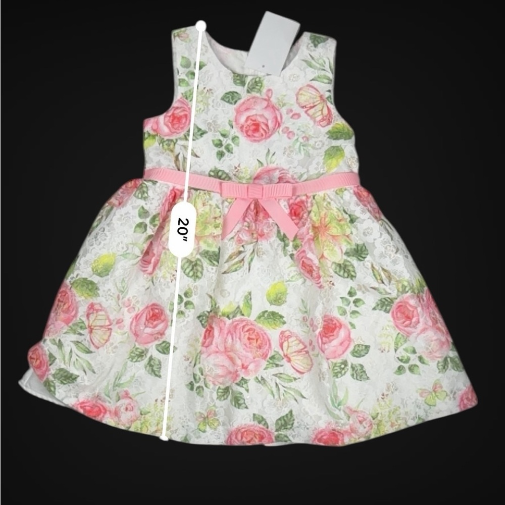 Bonnie Baby 3-Piece Floral Dress Set w/ Green Cardigan & Diaper Cover –Size 24M - Picture 13 of 17